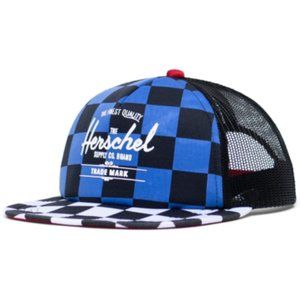 NEW Herschel Kids Boys 6-9 Whaler Mesh Check Low Snapback Trucker Cap Hat